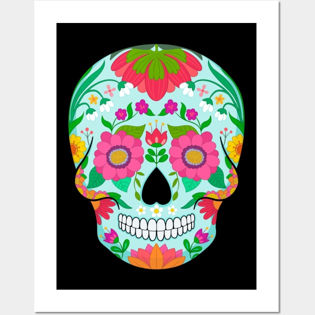 Sugar Skull Calavera Wall Art by Pixelchicken